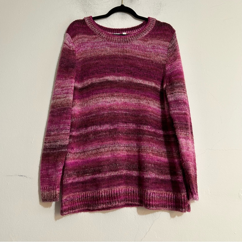 Gap Forever Cozy Soft Knit Crewneck Tunic Sweater Spacedye Pink Large